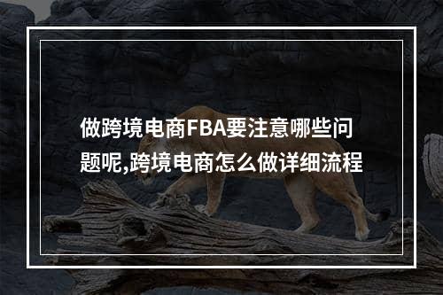 做跨境电商FBA要注意哪些问题呢,跨境电商怎么做详细流程