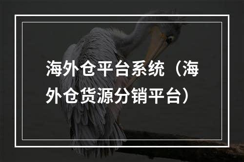 海外仓平台系统（海外仓货源分销平台）