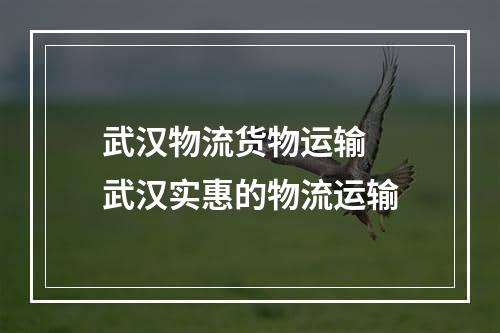 武汉物流货物运输  武汉实惠的物流运输