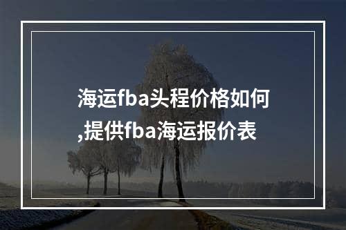 海运fba头程价格如何,提供fba海运报价表