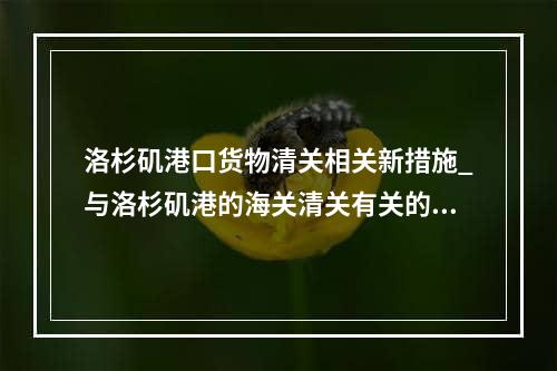 洛杉矶港口货物清关相关新措施_与洛杉矶港的海关清关有关的新措施