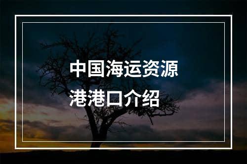 中国海运资源港港口介绍