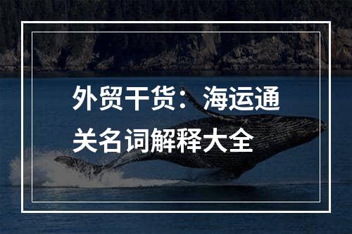 外贸干货：海运通关名词解释大全