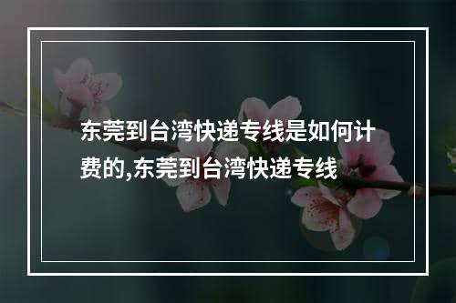 东莞到台湾快递专线是如何计费的,东莞到台湾快递专线