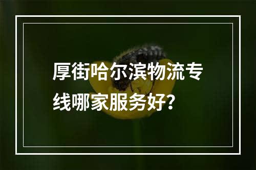 厚街哈尔滨物流专线哪家服务好？