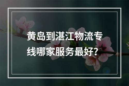 黄岛到湛江物流专线哪家服务最好？