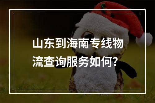 山东到海南专线物流查询服务如何？