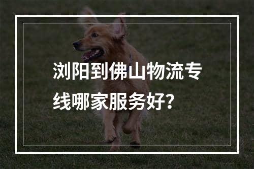 浏阳到佛山物流专线哪家服务好？