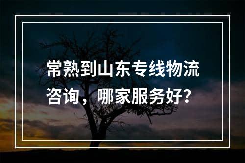 常熟到山东专线物流咨询，哪家服务好？