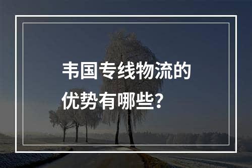 韦国专线物流的优势有哪些？