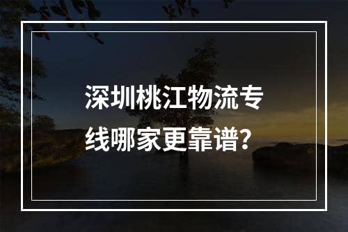 深圳桃江物流专线哪家更靠谱？