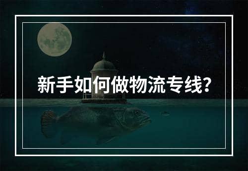 新手如何做物流专线？