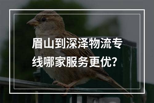 眉山到深泽物流专线哪家服务更优？