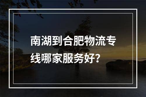 南湖到合肥物流专线哪家服务好？