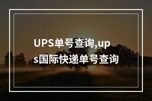 UPS单号查询,ups国际快递单号查询