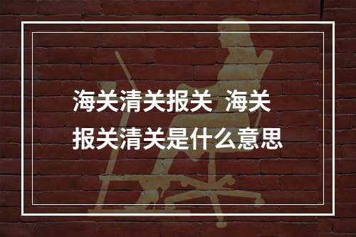 海关清关报关  海关报关清关是什么意思