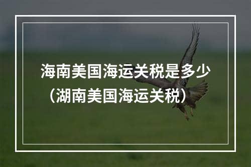 海南美国海运关税是多少（湖南美国海运关税）