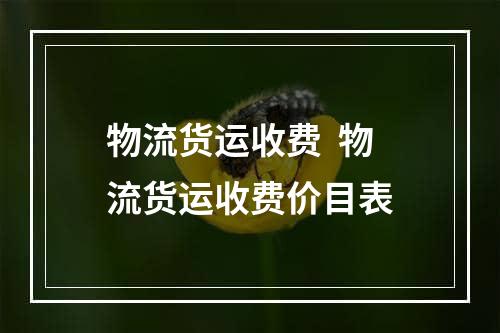 物流货运收费  物流货运收费价目表