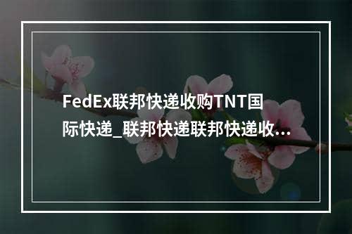 FedEx联邦快递收购TNT国际快递_联邦快递联邦快递收购TNT International Express