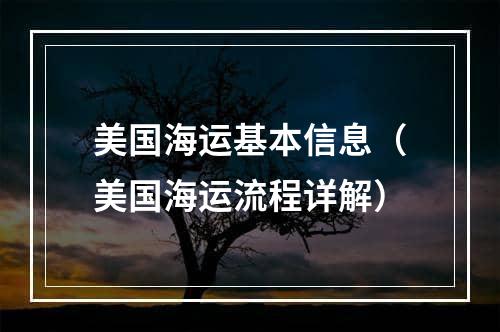 美国海运基本信息（美国海运流程详解）