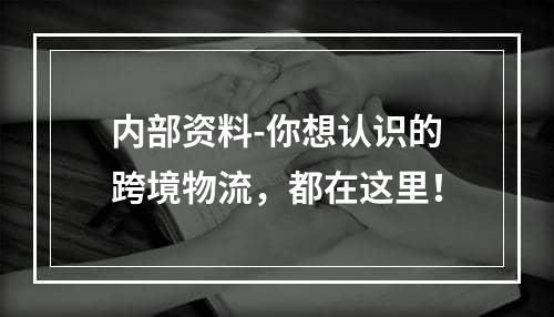 内部资料-你想认识的跨境物流，都在这里！