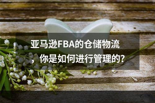 亚马逊FBA的仓储物流，你是如何进行管理的？