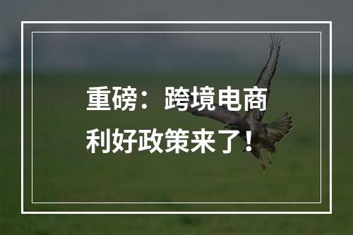 重磅：跨境电商利好政策来了！