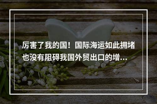 厉害了我的国！国际海运如此拥堵也没有阻碍我国外贸出口的增长！