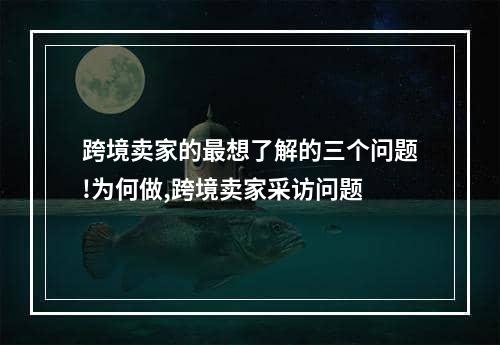 跨境卖家的最想了解的三个问题!为何做,跨境卖家采访问题