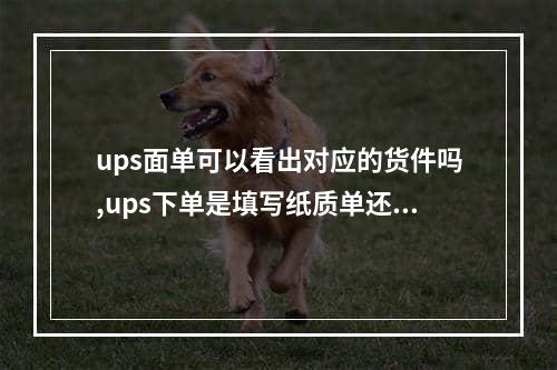 ups面单可以看出对应的货件吗,ups下单是填写纸质单还是网单