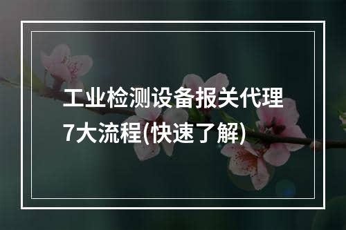 工业检测设备报关代理7大流程(快速了解)