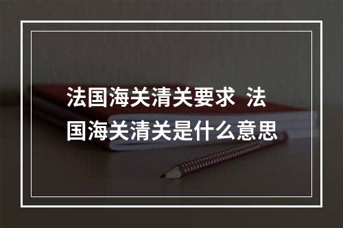 法国海关清关要求  法国海关清关是什么意思