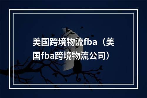 美国跨境物流fba（美国fba跨境物流公司）