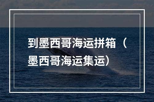 到墨西哥海运拼箱（墨西哥海运集运）