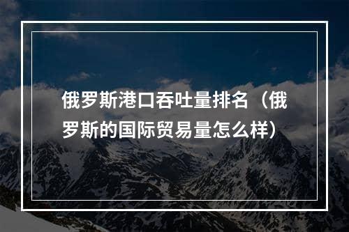 俄罗斯港口吞吐量排名（俄罗斯的国际贸易量怎么样）