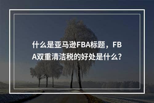 什么是亚马逊FBA标题，FBA双重清洁税的好处是什么？