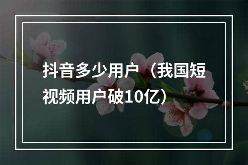 抖音多少用户（我国短视频用户破10亿）