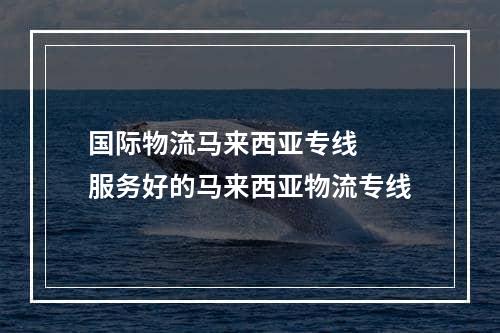 国际物流马来西亚专线  服务好的马来西亚物流专线