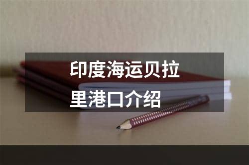 印度海运贝拉里港口介绍