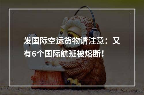 发国际空运货物请注意：又有6个国际航班被熔断！