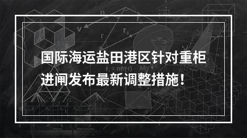 国际海运盐田港区针对重柜进闸发布最新调整措施！