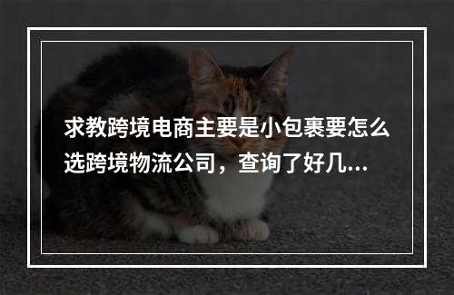 求教跨境电商主要是小包裹要怎么选跨境物流公司，查询了好几家跨境物流费都太贵了