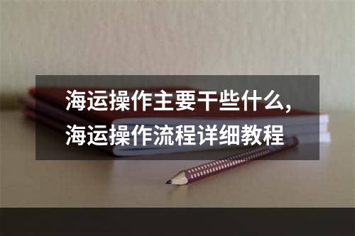 海运操作主要干些什么,海运操作流程详细教程