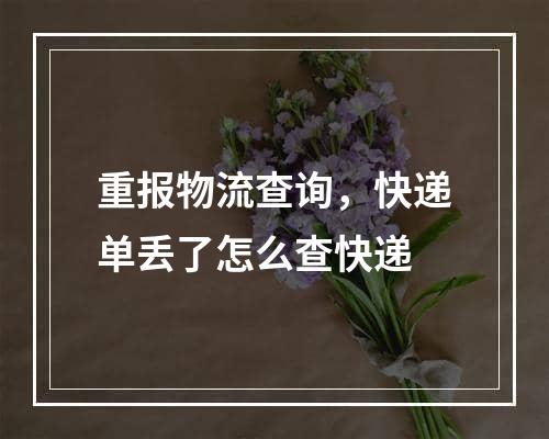 重报物流查询，快递单丢了怎么查快递