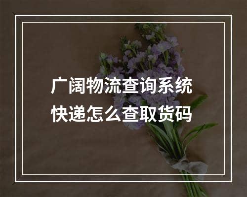 广阔物流查询系统 快递怎么查取货码