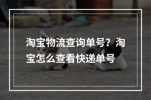 淘宝物流查询单号？淘宝怎么查看快递单号