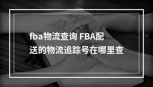 fba物流查询 FBA配送的物流追踪号在哪里查