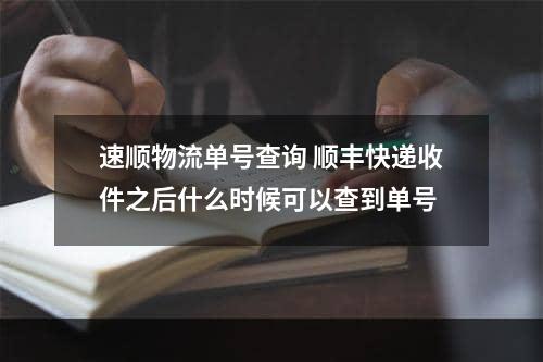 速顺物流单号查询 顺丰快递收件之后什么时候可以查到单号