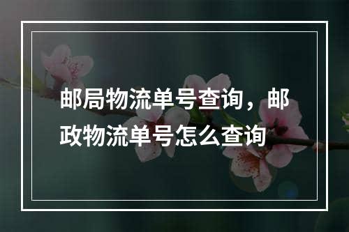 邮局物流单号查询，邮政物流单号怎么查询