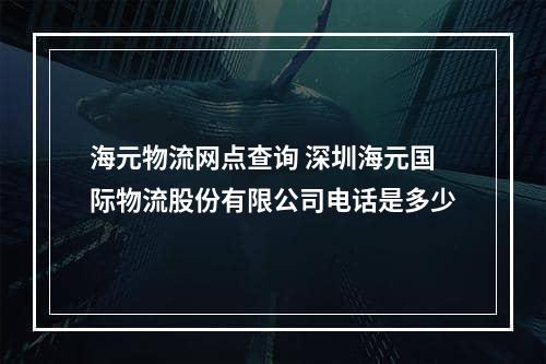 海元物流网点查询 深圳海元国际物流股份有限公司电话是多少